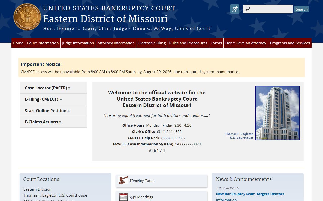 Gasconade County Clerk of the Circuit Court bankruptcy court resource