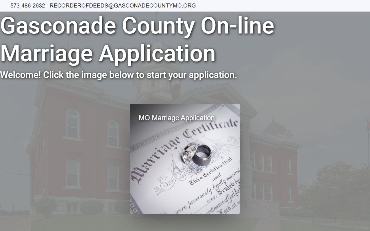 Gasconade County marriage records Fidlar APEX marriage license application