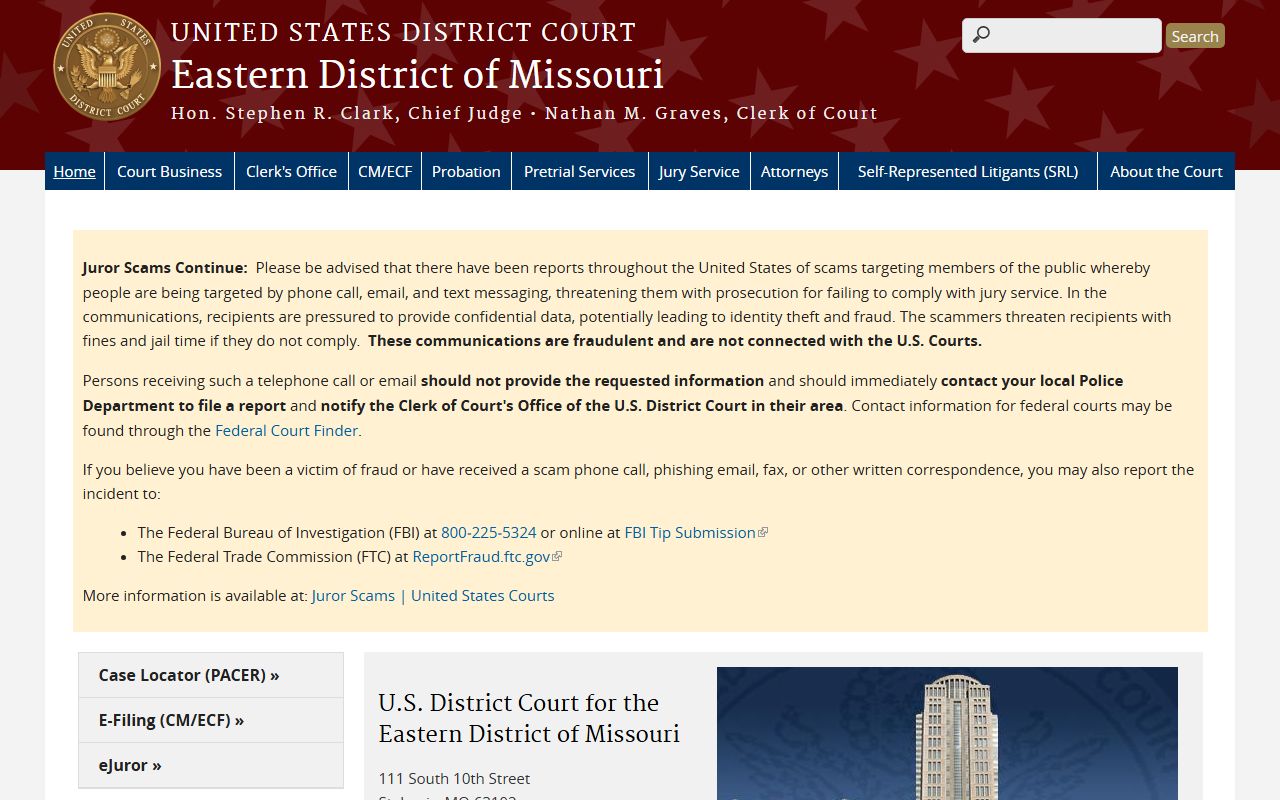 Gasconade County traffic court records and Eastern District of Missouri federal court