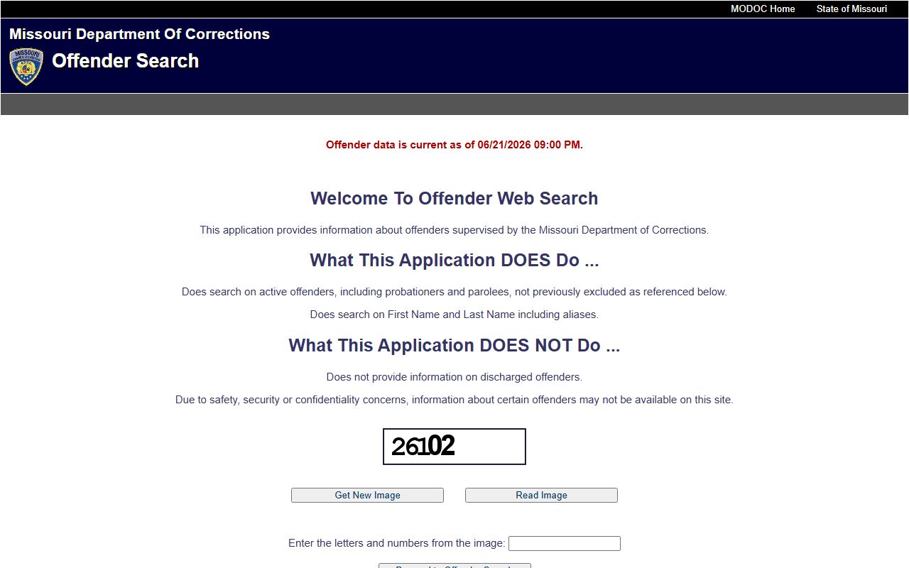 Gasconade County warrant records and Missouri DOC offender search page